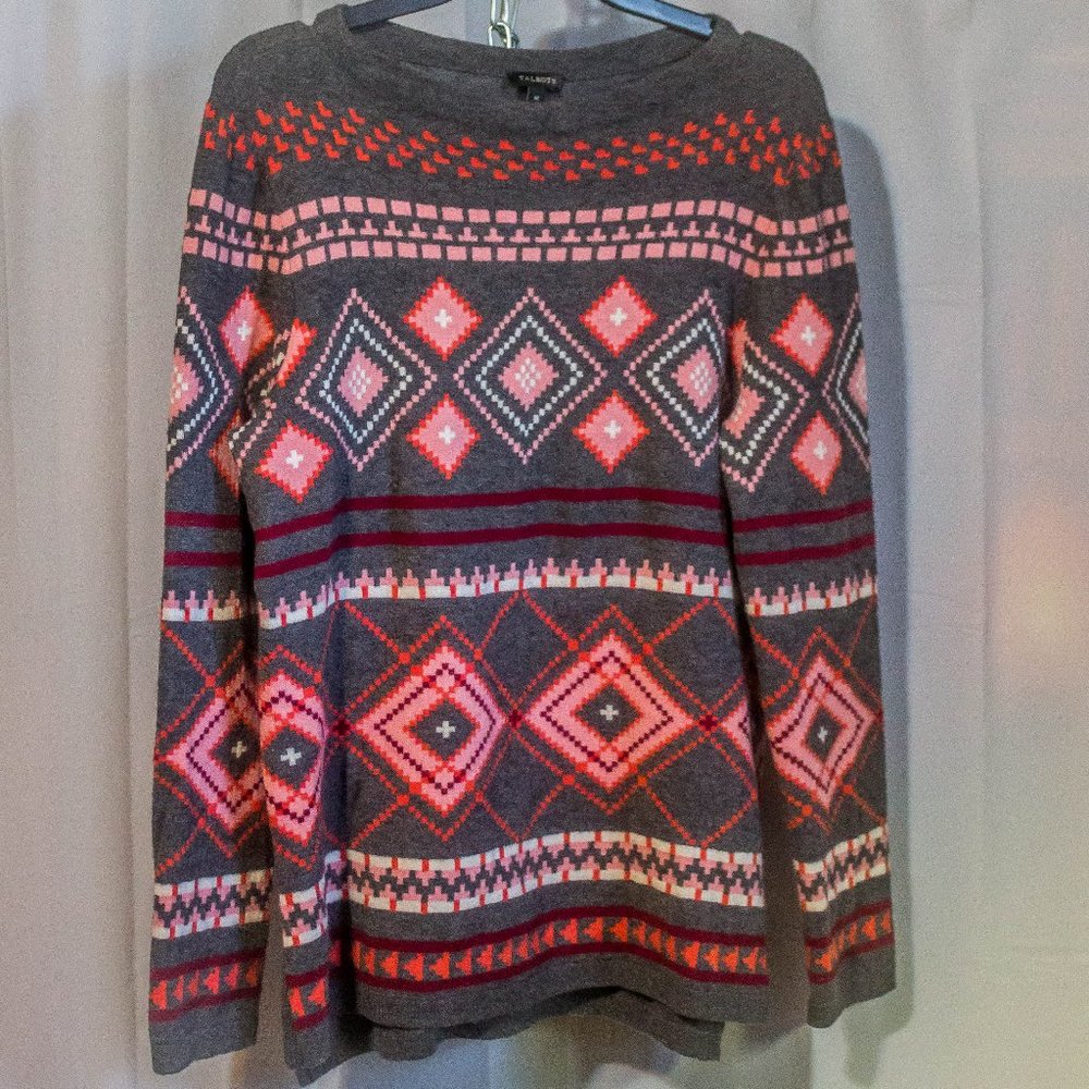 Talbot's  Lambswool Gray Sweater Size Medium Preowned